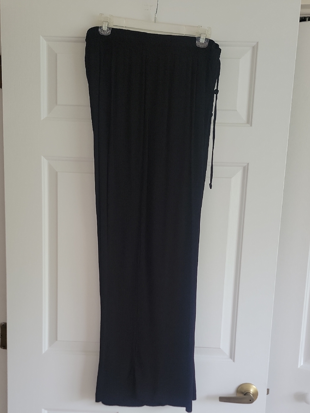 Zac & Rachel Black Drawstring Wide-leg Pants, Size L